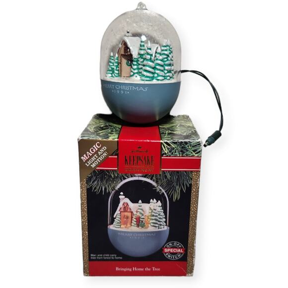 Hallmark Keepsake Magic Light & Motion Bring Home The Tree Ornament 1991 - Picture 1 of 7